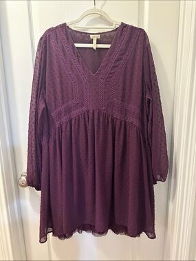 Matilda Jane Plum V-Neck Swiss Dot Babydoll Tunic